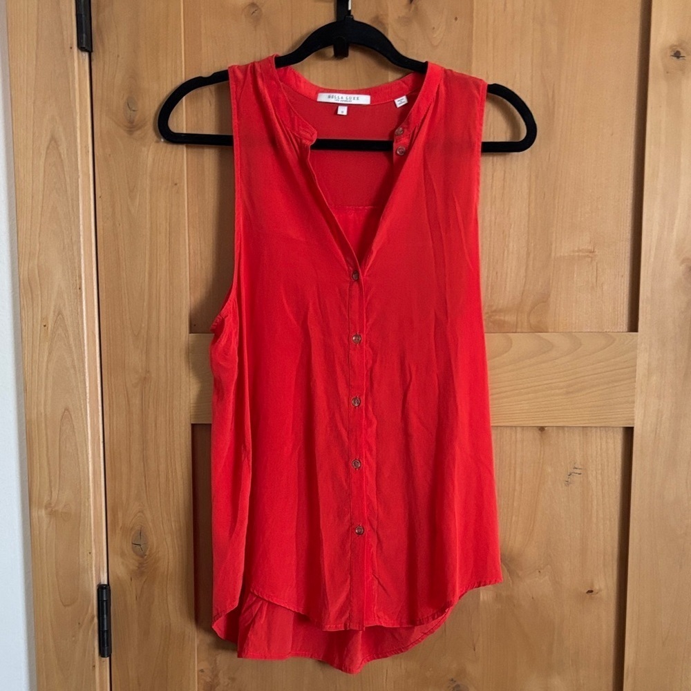 Bella Luxx Vibrant Red Sleeveless Blouse